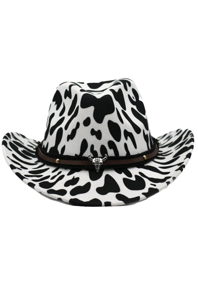 Cow Pattern Cowboy Hat Western Aesthetic (4)