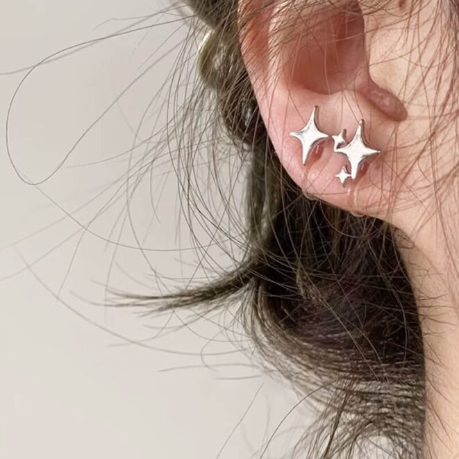 Cute Sparkle Stars Aesthetic Stud Earrings (3)