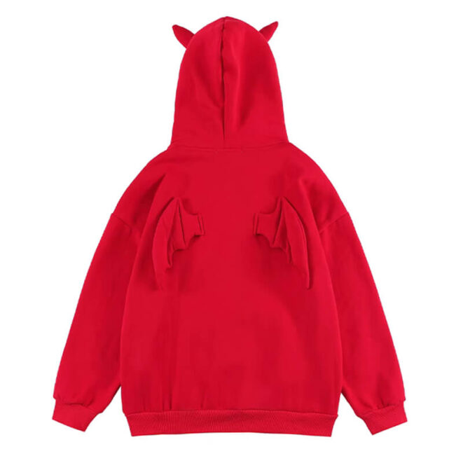 Cute Women Hoodie With Wings and Devil Horns (3)