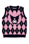 Diamond Checkered Pink Kuromi Sweater Vest for Women (1)