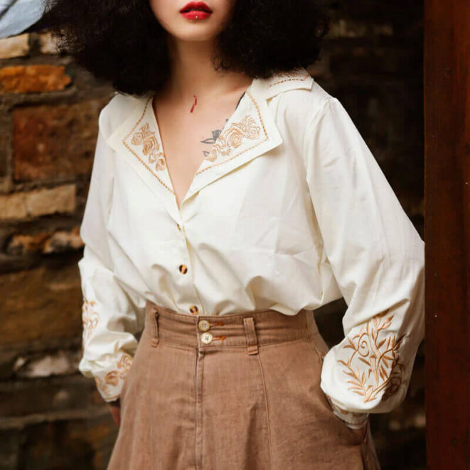 Floral Art Academia Vintage Blouse for Women