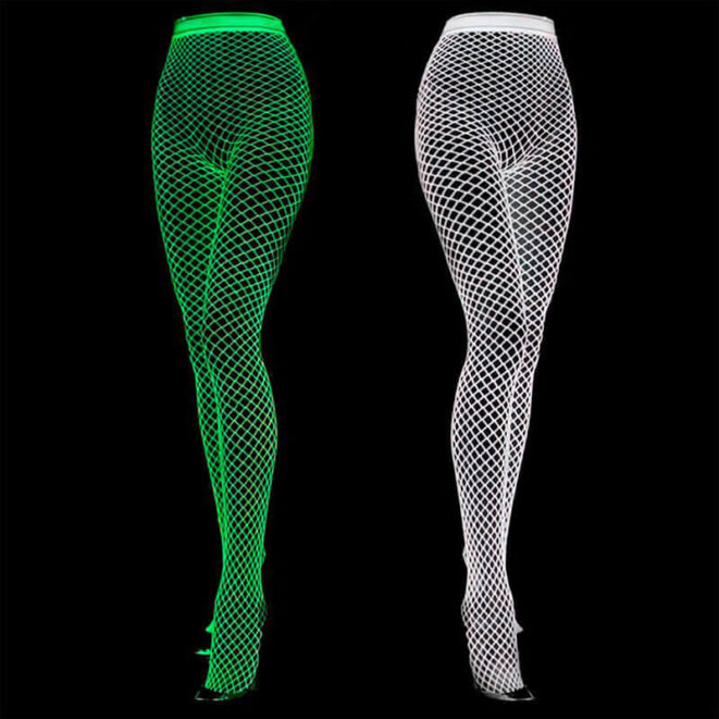 Glow in the Dark Fishnet Stockings White Rave Fashion (2)