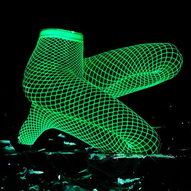 Glow in the Dark Fishnet Stockings White Rave Fashion (5)