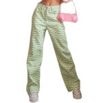 Green Women Jeans Fuzz Wave Indie Aesthetic (1)