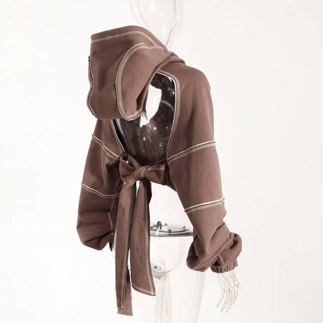 Hip-Hop Aesthetic Women Hoodie Contrast Seams (5)