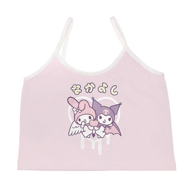 Kawaii Pastel Kuromi Aesthetic Crop Top for Women (3)