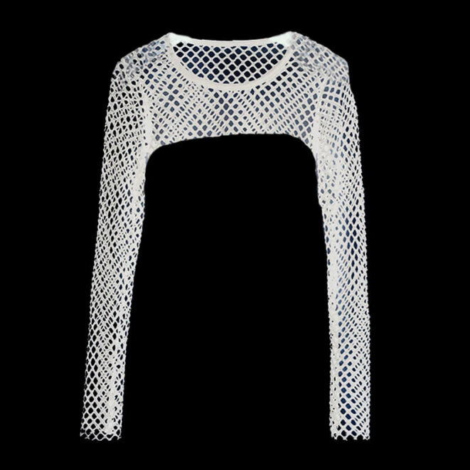 Long Sleeve Fishnet Extreme Crop Top for Women (3)