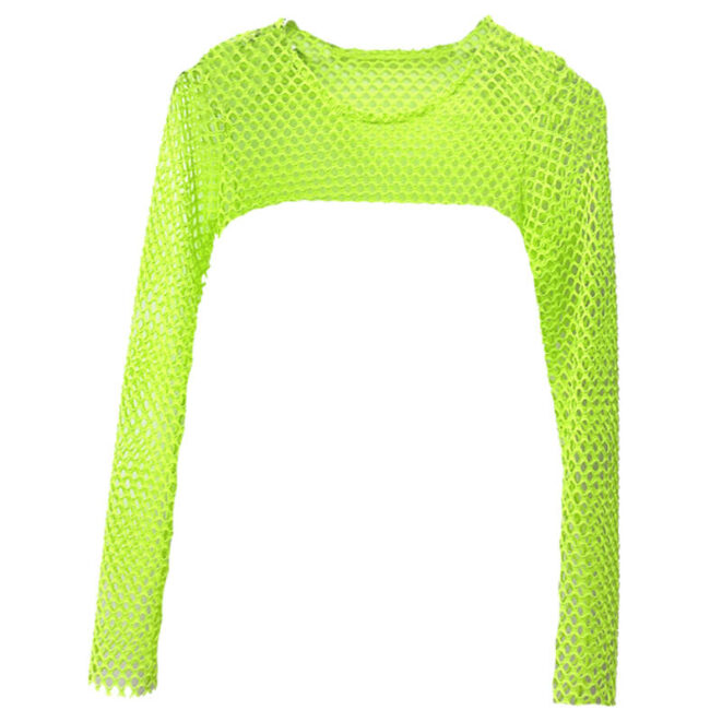 Long Sleeve Fishnet Extreme Crop Top for Women (4)