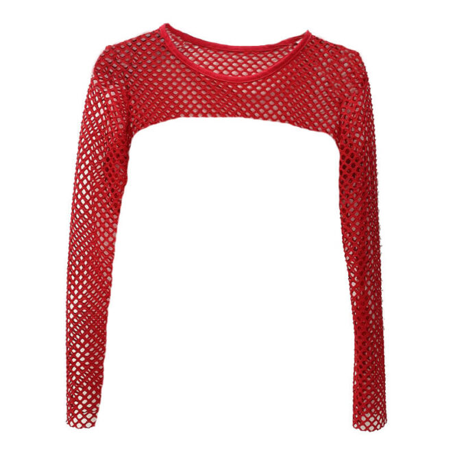 Long Sleeve Fishnet Extreme Crop Top for Women (5)