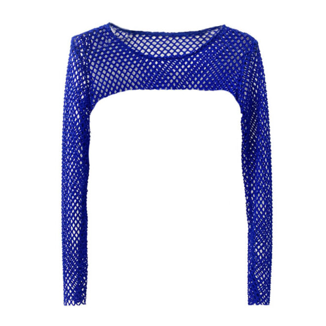 Long Sleeve Fishnet Extreme Crop Top for Women (6)