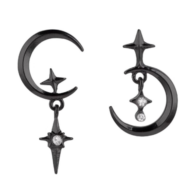 Magic Earrings Star and Crescent Moon Celestial Aesthetic (1)