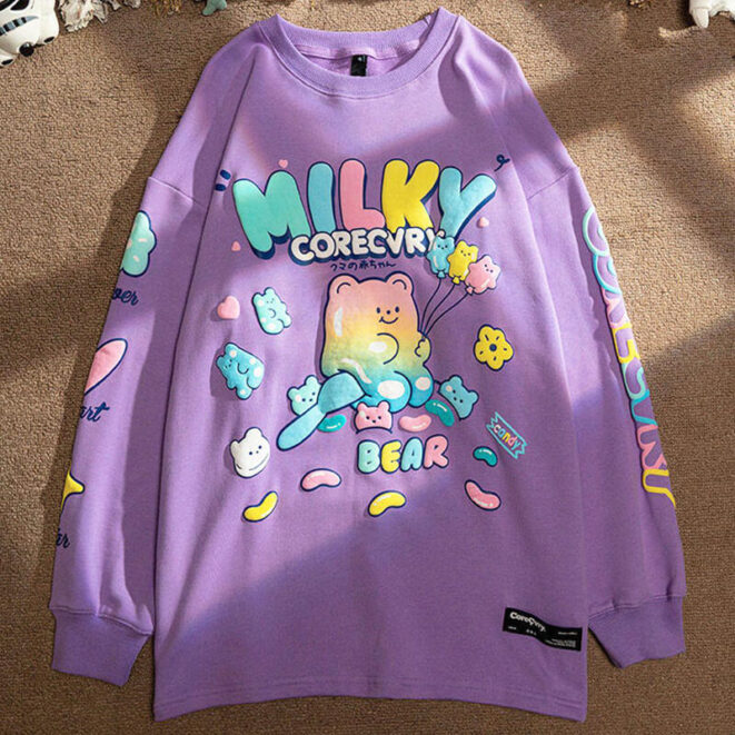 Milky Cute Gummy Bear Sweatshirt for Women (4)