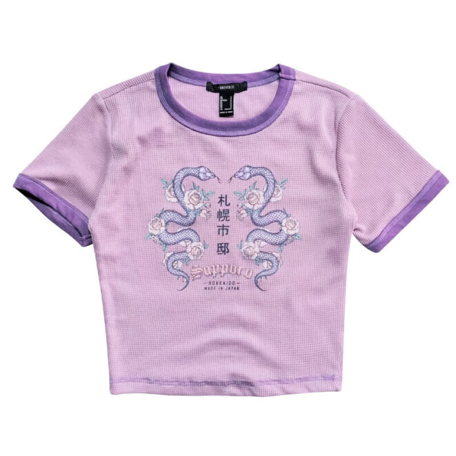 Pink Snakes and Roses Women Crop Top Japanese E-Girl (1)