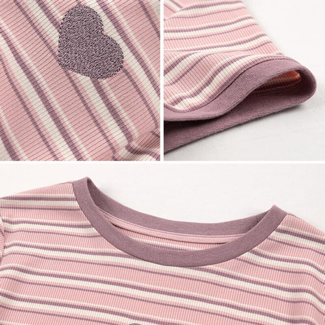 Softie Heart Pink Striped Crop Top for Women (4)