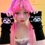 Striped-Elbow-Length-Fingerless-Gloves-Emo-Punk-Anime-Egirl-7
