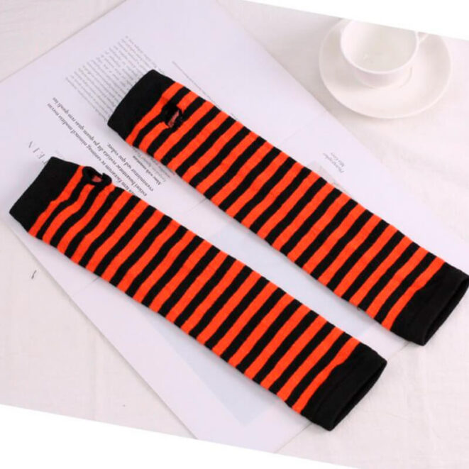 Striped-Elbow-Length-Fingerless-Gloves-Emo-Punk-Anime-Egirl-19