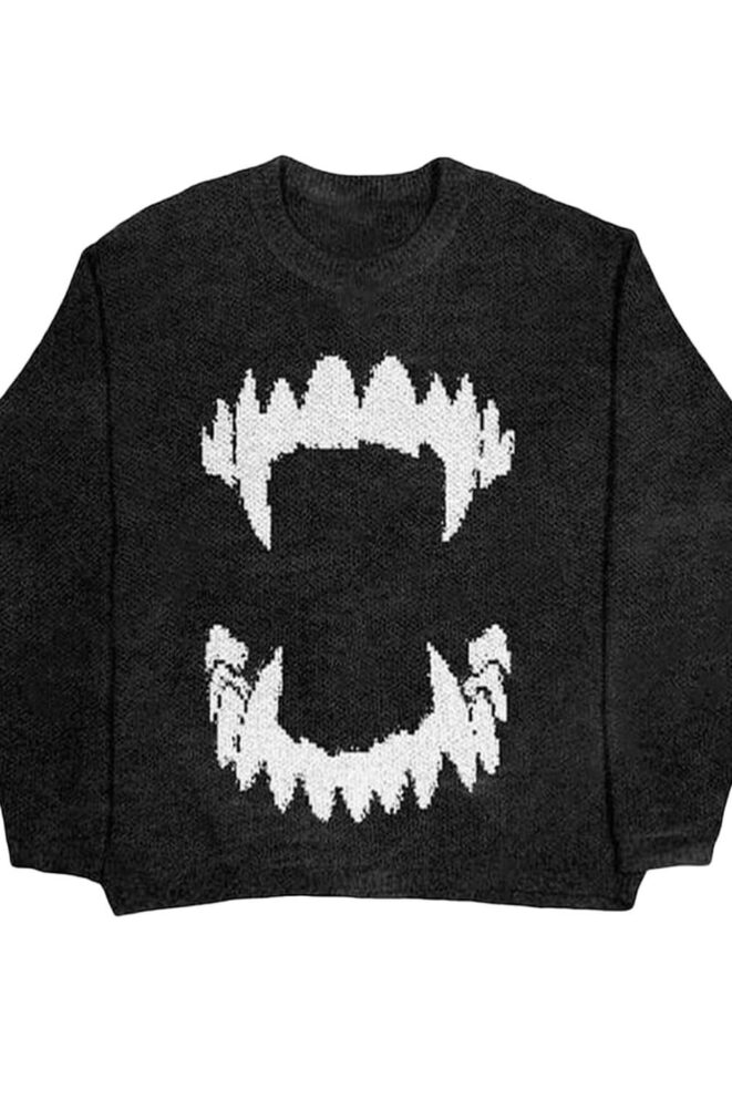 Vampire Teeth Oversized Unisex Sweater Gothcore (3)