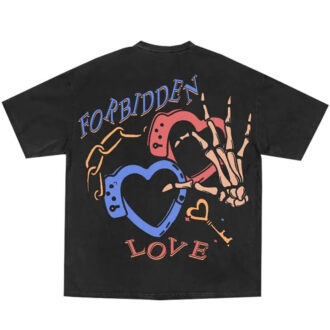 Forbidden Love Lock Letters Skeleton Print Dreamcore T-Shirt