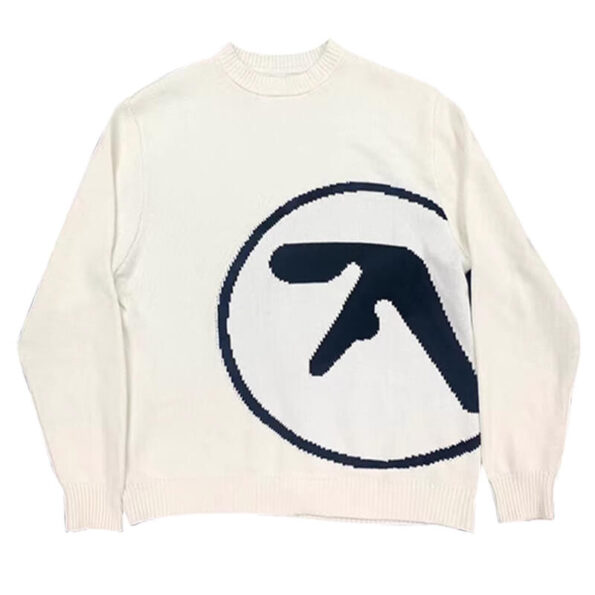 Aphex Twin Logo Knit White Sweater Unisex Rave Aesthetic