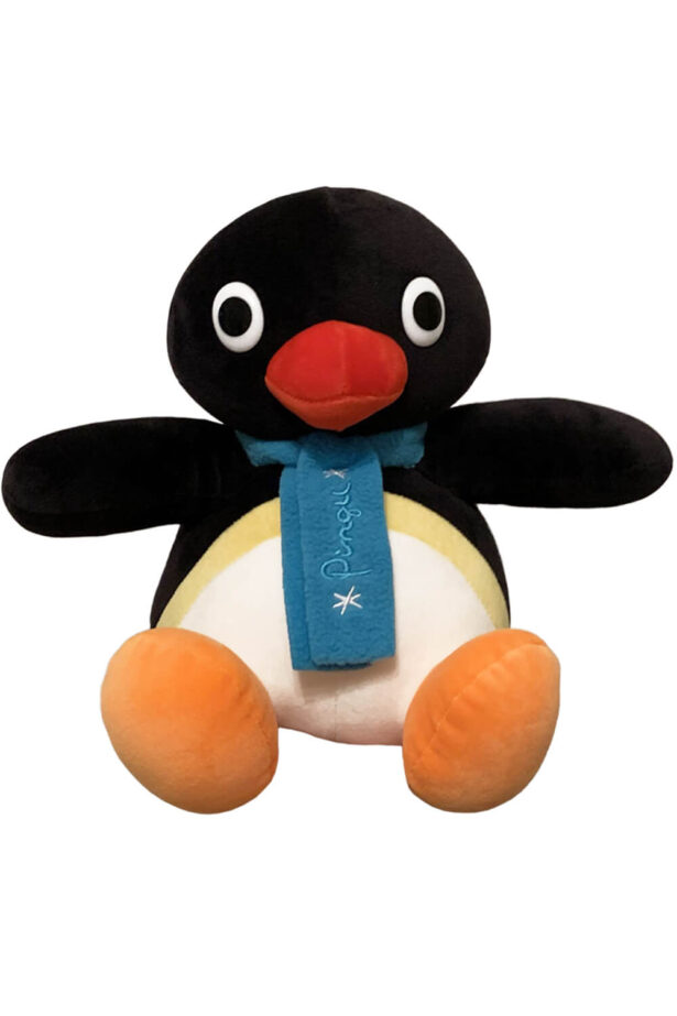 Pingu in a Blue Scarf Plush Toy Cute Soft Penguin