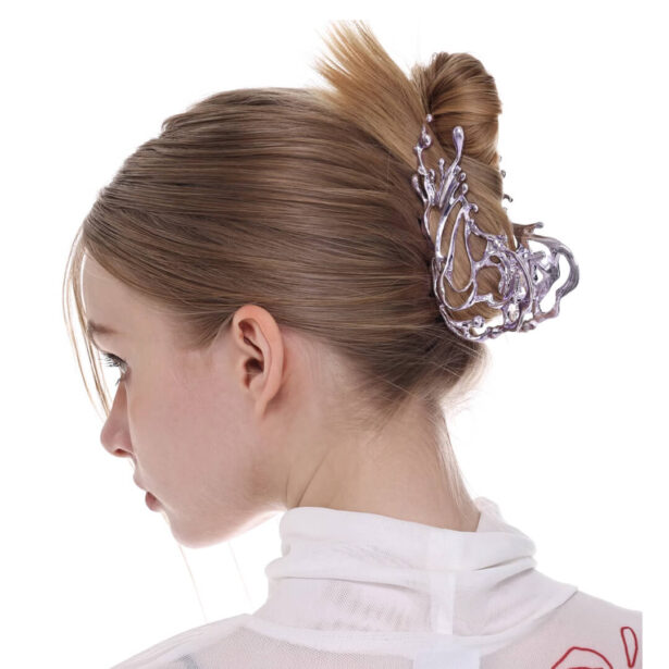 Liquid Metal Butterfly Hair Clip Grabber Y2K Aesthetic 4