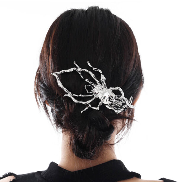 Spider Web Hair Clip Grabber Goth Aesthetic 1