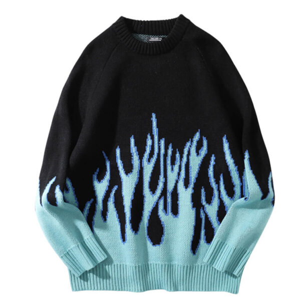 Colored Flame Unisex Oversize Knitted Sweater Y2K Aesthetic 2