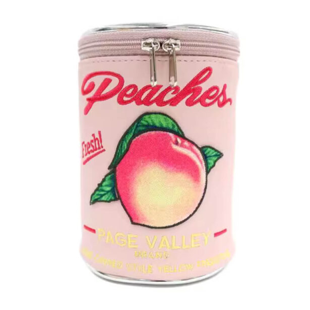 Cute Peach Canned Cosmetic Bag Foodie Aesthetic 1