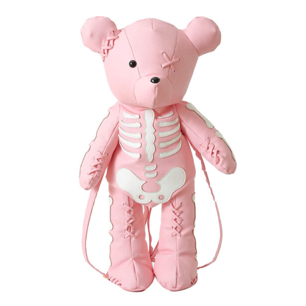 Cute Skeleton Bear Leather Backpack Kawaii Aesthetic 1