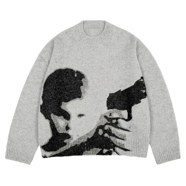 Kid with a Gun Y2K Sweater Alternative Retro Aesthetic 1