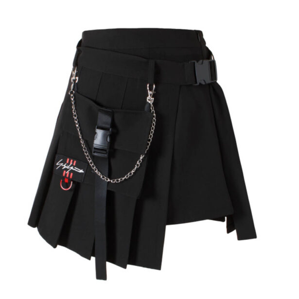 Pleated Women Skort With Pocket And Chain Harajuku Aesthetic 1