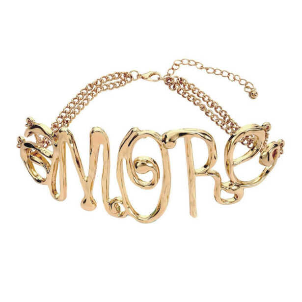 Amore Metal Big Letters Retro Shiny Short Necklace 1