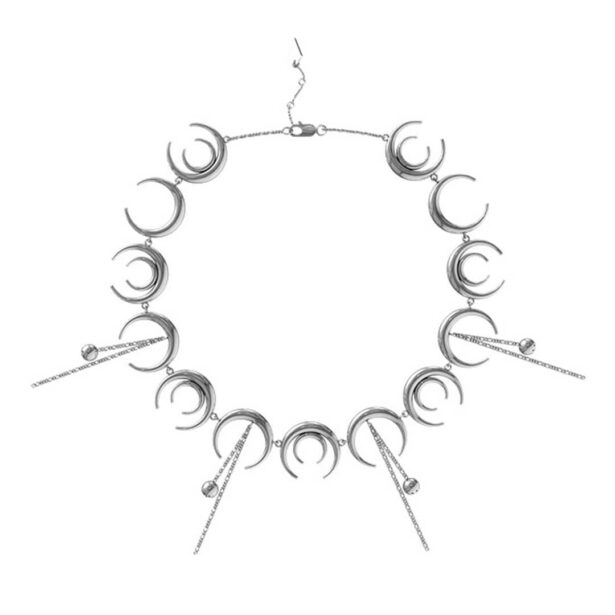 Cosmic Moons Silver Necklace Celestial Aesthetic 1