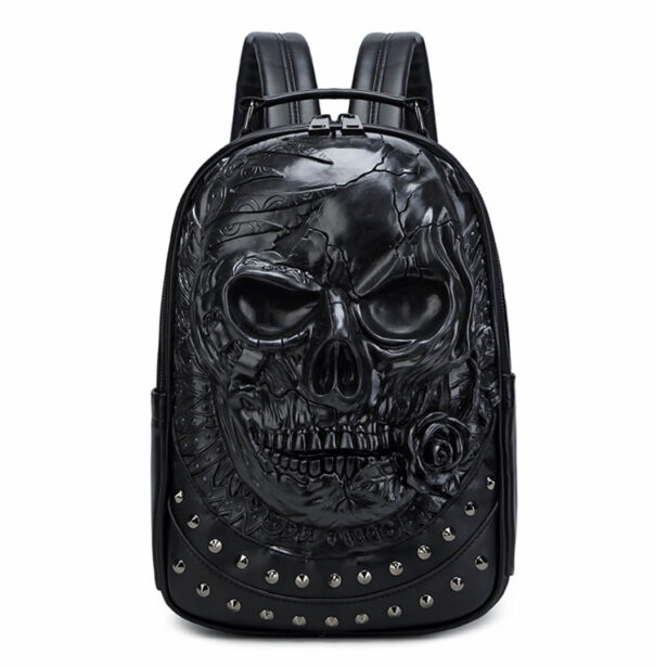 Skull 3D Embossed Rivet Backpack Punk Aesthetic 1