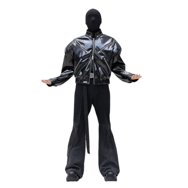 Unisex Patent Leather Windproof Jacket Opiumcore Aesthetic 1