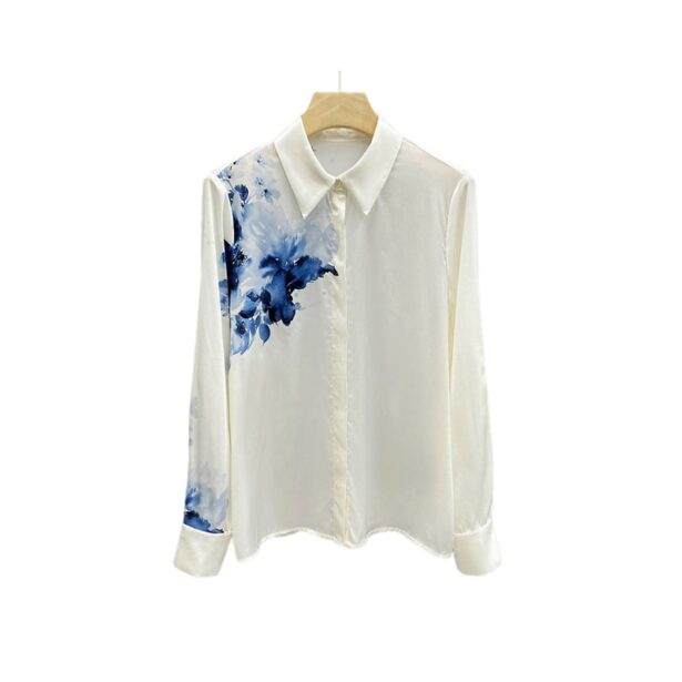 Elegant Watercolor Floral Print Womens Shirt 1