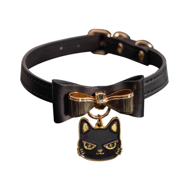 Black Cat Choker with Gold Bow Perfect Accessory 1