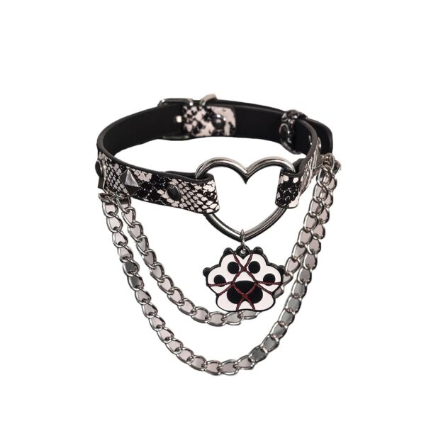 Heart and Cat Paw Choker with Chains 1