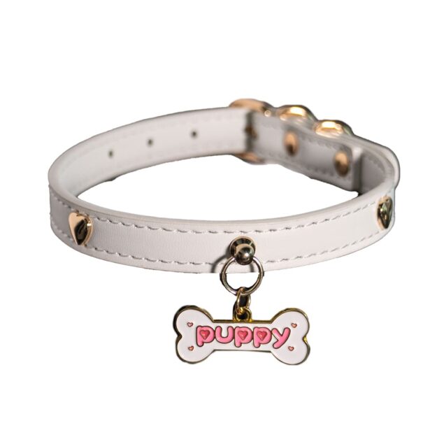 Seductive Charm White Choker with Puppy Tag 1