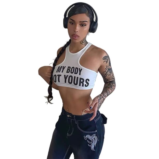 Statement Feminine Empowerment Crop Top My Body Not Yours 1