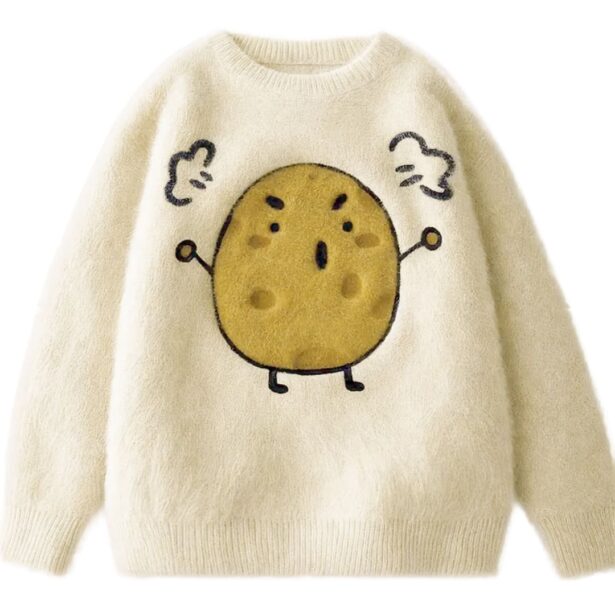 Cute Fluffy Sweater with Cartoon Motif Unisex 1